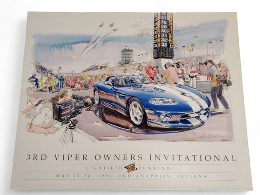 1996 Dodge Viper VOI Poster GTS RT/10 Indy 500 Pace Car Indianapolis Original