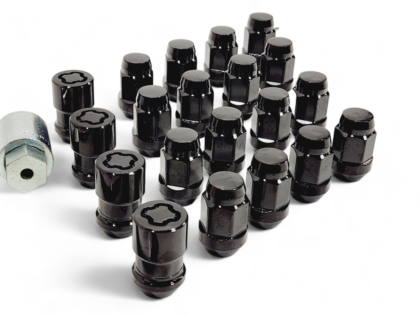 McGard Black Cone Seat Bulge Style Lug Nuts M12 x 1.5 with 4 Locks - Set of 20